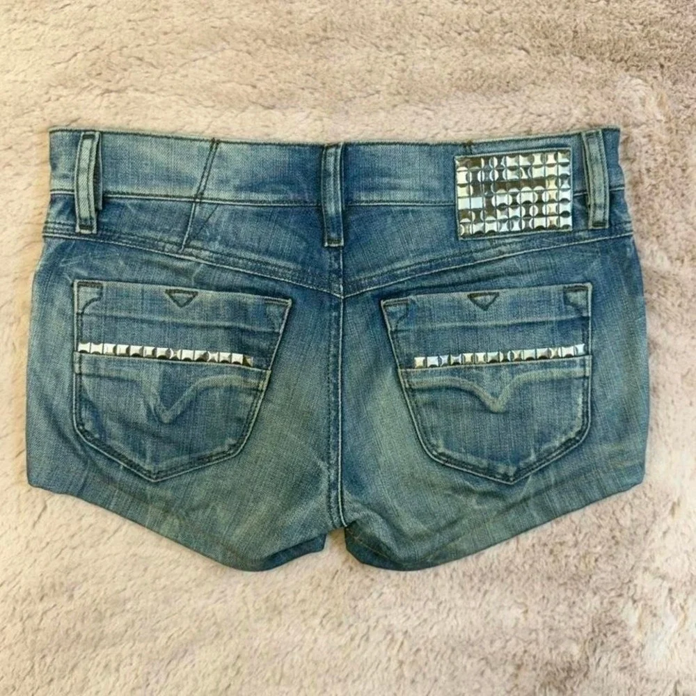 Diesel Low Rise Denim Shorts Vintage Y2K Blue Wash Womens 25 Italy